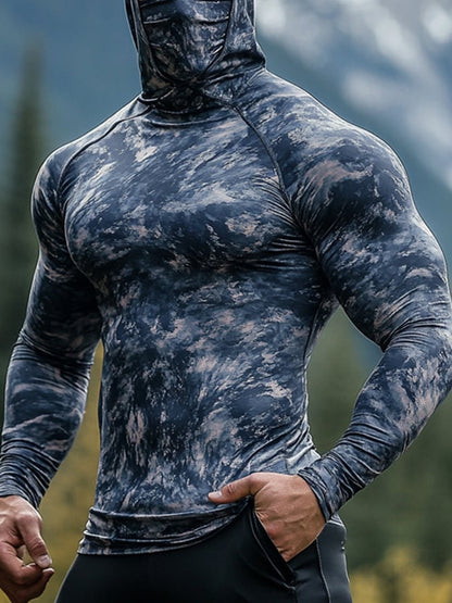 Men's Outdoor Sun Protection Breathable Cool Hooded Sun Protection Long Sleeve Top