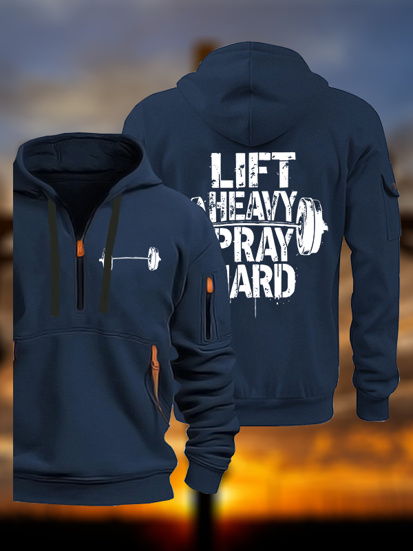 Lift Heavy Pray Hard Jesus God Christian Zipper Hoodies