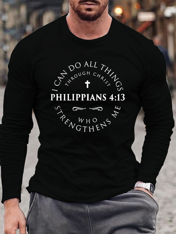 Philippians 4:13 Cotton Crew Neck Long Sleeve