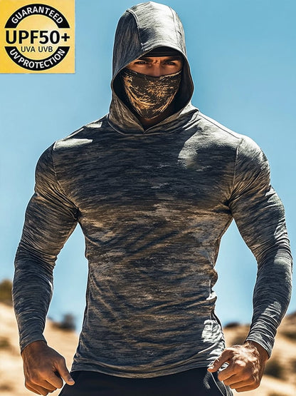 Men's Outdoor Sun Protection Breathable Cool Hooded Sun Protection Long Sleeve Top
