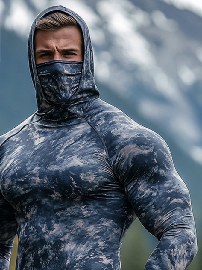 Men's Outdoor Sun Protection Breathable Cool Hooded Sun Protection Long Sleeve Top
