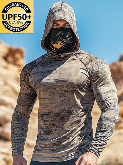 Men's Outdoor Sun Protection Breathable Cool Hooded Sun Protection Long Sleeve Top
