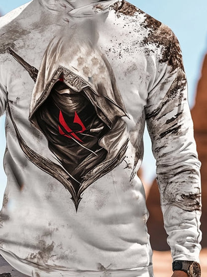 Men's Outdoor Sun Protection Breathable Cool Mask Hooded Sun Protection Long-Sleeved Top