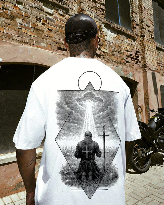 Knight Under Divine Light Printed Men's T-shirt