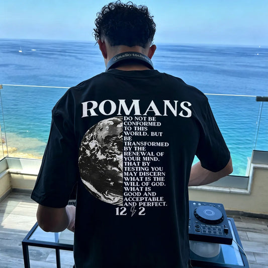 Romans 12 2 Earth Globe Bible Quote Printed Men's T-shirt