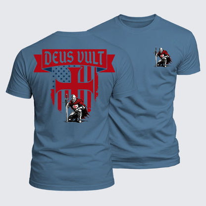 Luxe Mercerized Cotton Tee - Templar Knight Crusader Deus Vult