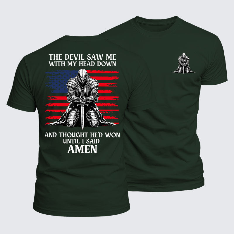 Luxe Mercerized Cotton Tee - The Devil Saw Me Until I Said Amen