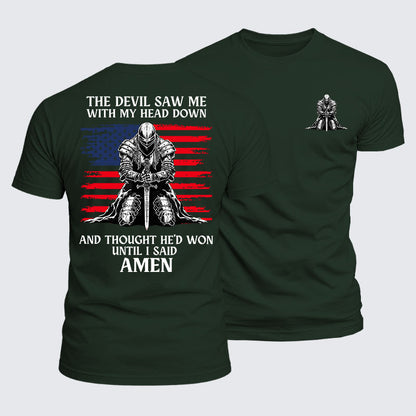 Luxe Mercerized Cotton Tee - The Devil Saw Me Until I Said Amen
