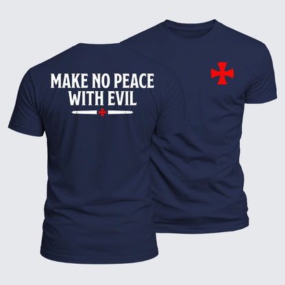 Luxe Mercerized Cotton Tee - Make No Peace with Evil Knight Templar Cross