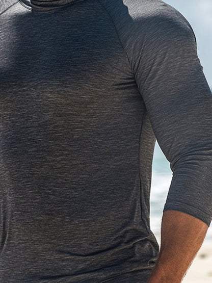 Men's Outdoor Sun Protection Breathable Cool Hooded Sun Protection Long-Sleeved Top
