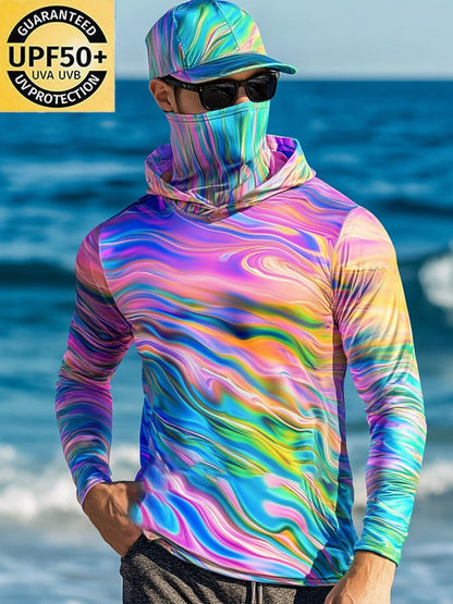 Men's Outdoor Sun Protection Breathable Cool Hooded Sun Protection Long Sleeve Top