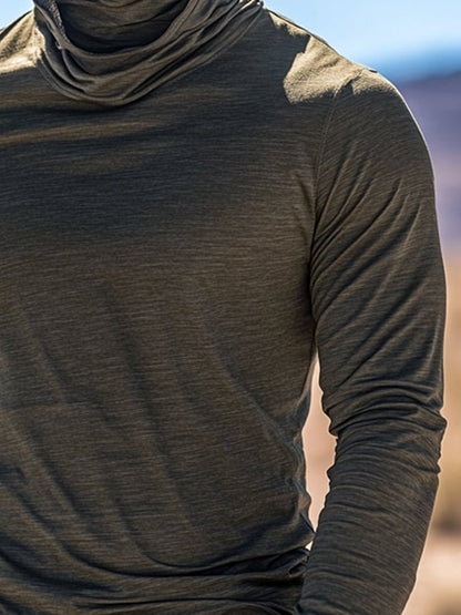 Men's Outdoor Sun Protection Breathable Cool Mask Hooded Sun Protection Long-Sleeved Top
