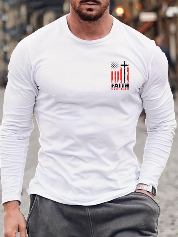 Faith Over Fear Flag Cotton Long Sleeve T-Shirt