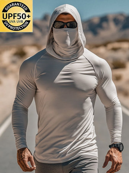 Men's Outdoor Sun Protection Breathable Cool Hooded Sun Protection Long Sleeve Top