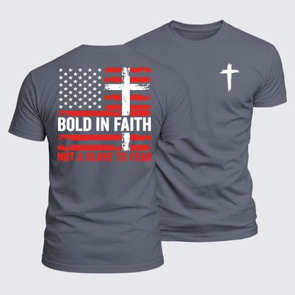 Luxe Mercerized Cotton Tee - Bold In Faith ,Not A Slave To Fear Flag