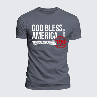 Luxe Mercerized Cotton Tee - God Bless America - Psalm 33:12