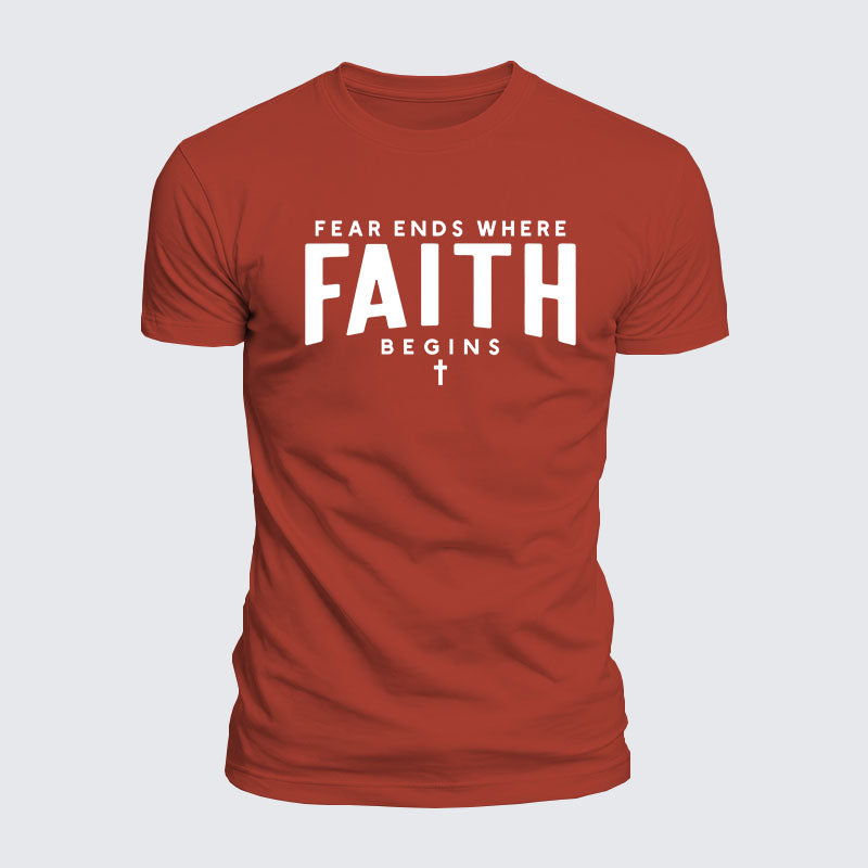 Luxe Mercerized Cotton Tee - Fear Ends Where Faith Begins