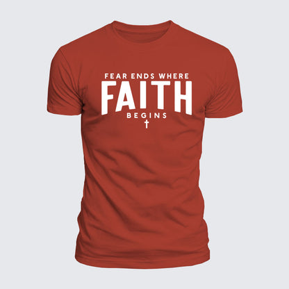 Luxe Mercerized Cotton Tee - Fear Ends Where Faith Begins