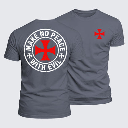 Luxe Mercerized Cotton Tee - Make No Peace with Evil Knight Templar Cross