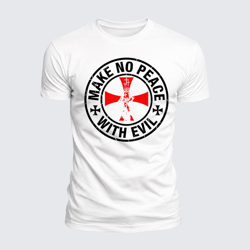 Luxe Mercerized Cotton Tee - Make No Peace with Evil Knight Templar Cross
