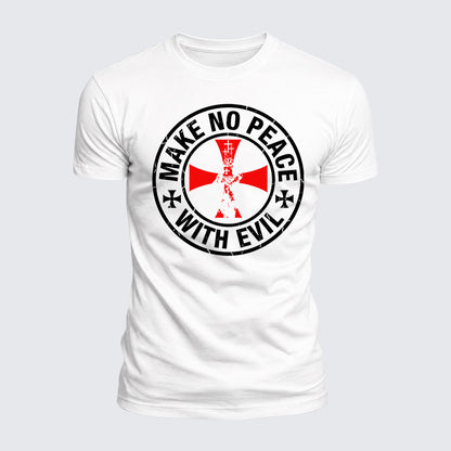 Luxe Mercerized Cotton Tee - Make No Peace with Evil Knight Templar Cross