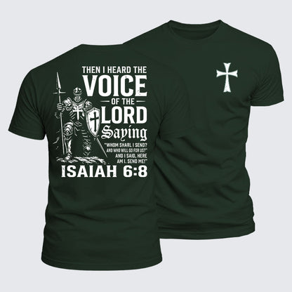Luxe Mercerized Cotton Tee - Voice of the Lord Isaiah 6:8 Knight Warrior