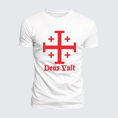 Luxe Mercerized Cotton Tee - Jerusalem Cross Deus Vult