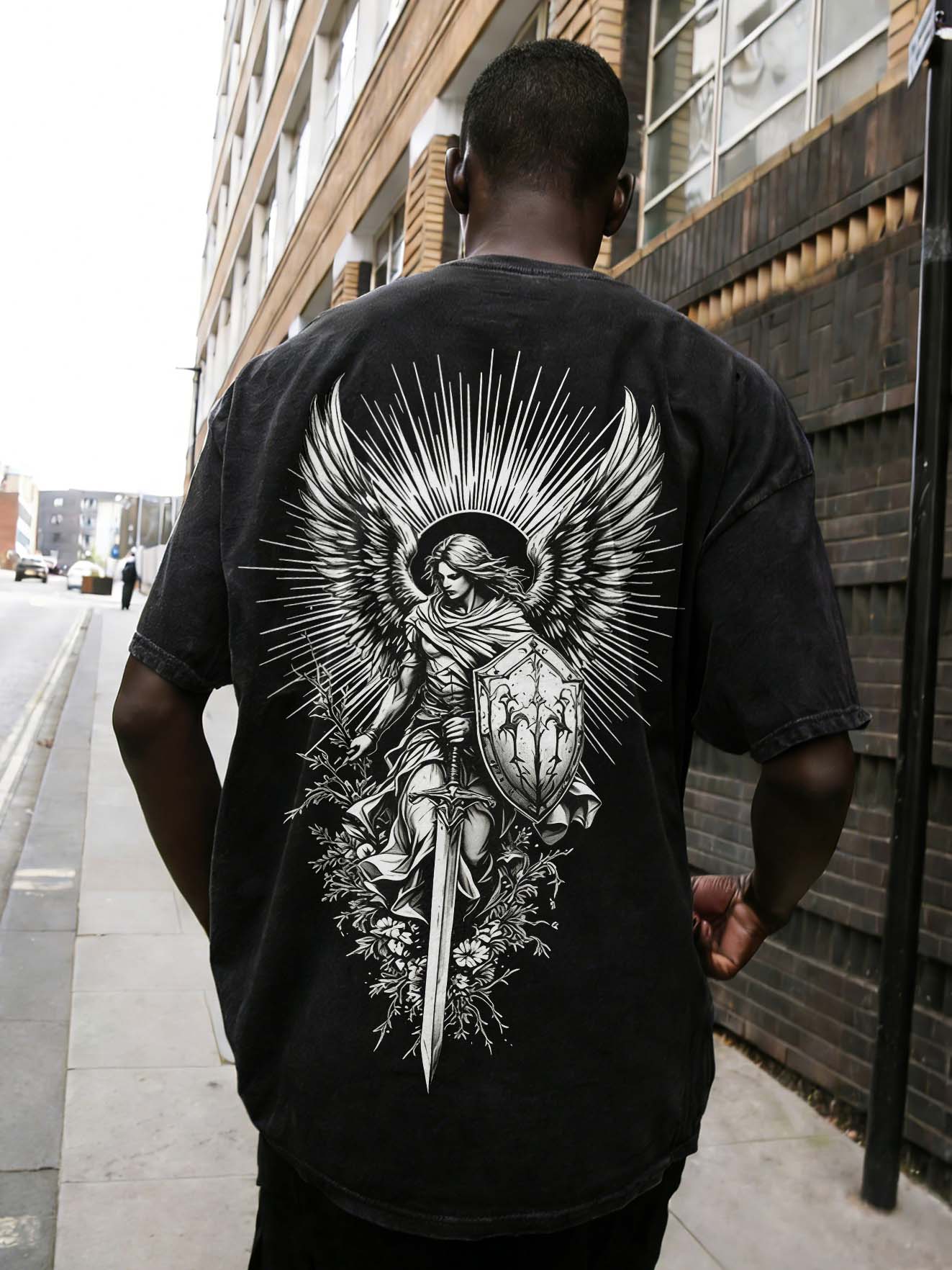 God's Guardian Printed Men's Washed Tee