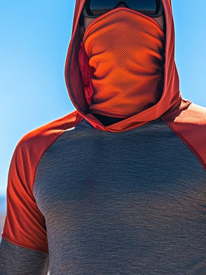 Men's Outdoor Sun Protection Breathable Cool Mask Hooded Sun Protection Long-Sleeved Top