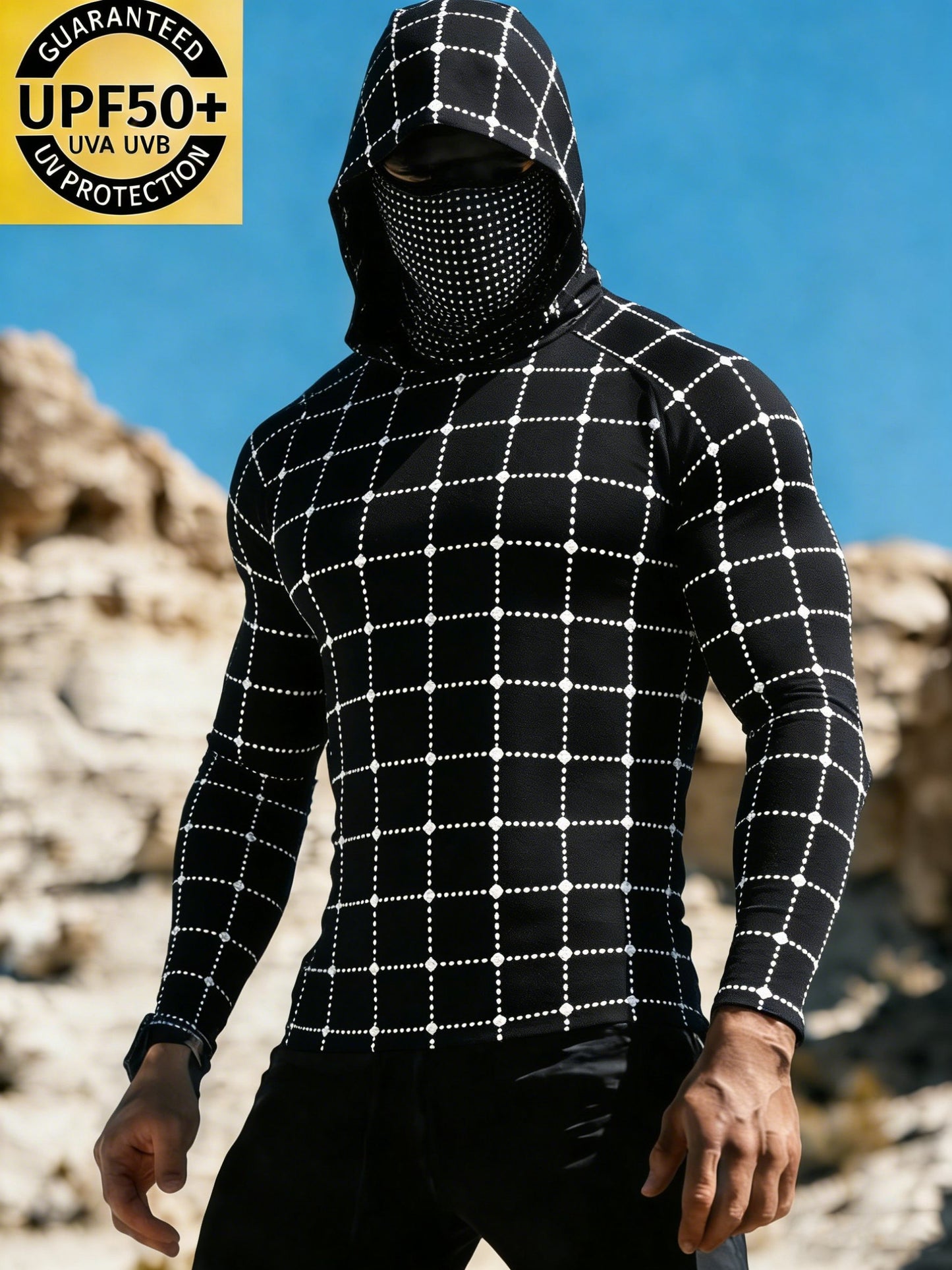 Men's Dynamic Lines Sun Protection Print Top