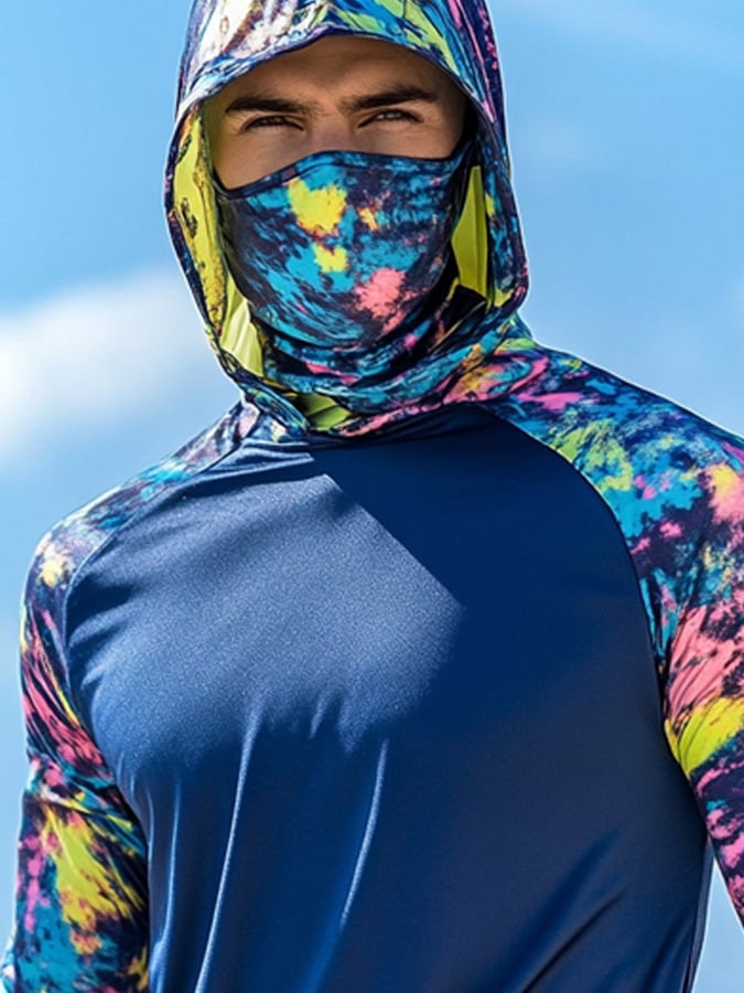 Men's Outdoor Sun Protection Breathable Cool Hooded Sun Protection Long-Sleeved Top