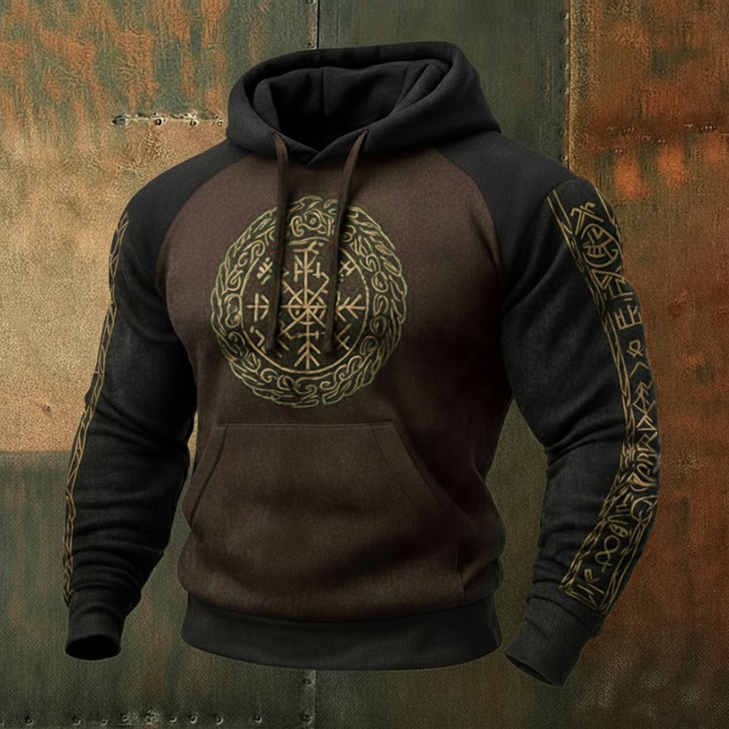 Nordic Viking Style Vegvísir Tree Of Life Casual Long-Sleeve Hoodie