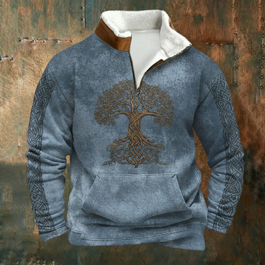 Celtic Tree Of Life Viking Retro Winter Fleece Shirt