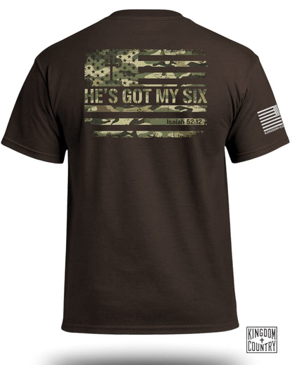 He's Got My Six Patriotic Camo T-Shirt