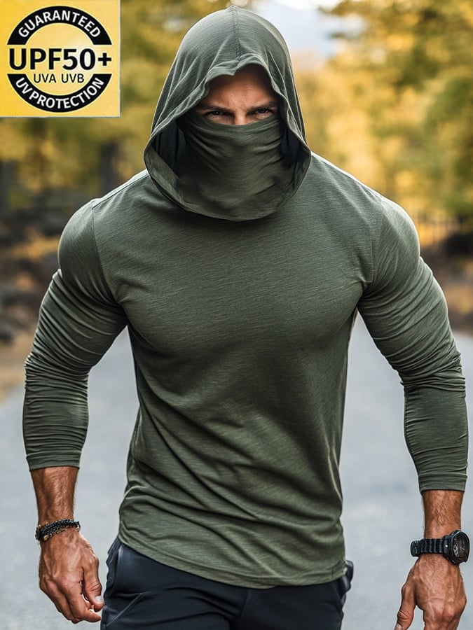 Men's Outdoor Sun Protection Breathable Cool Hooded Sun Protection Long Sleeve Top