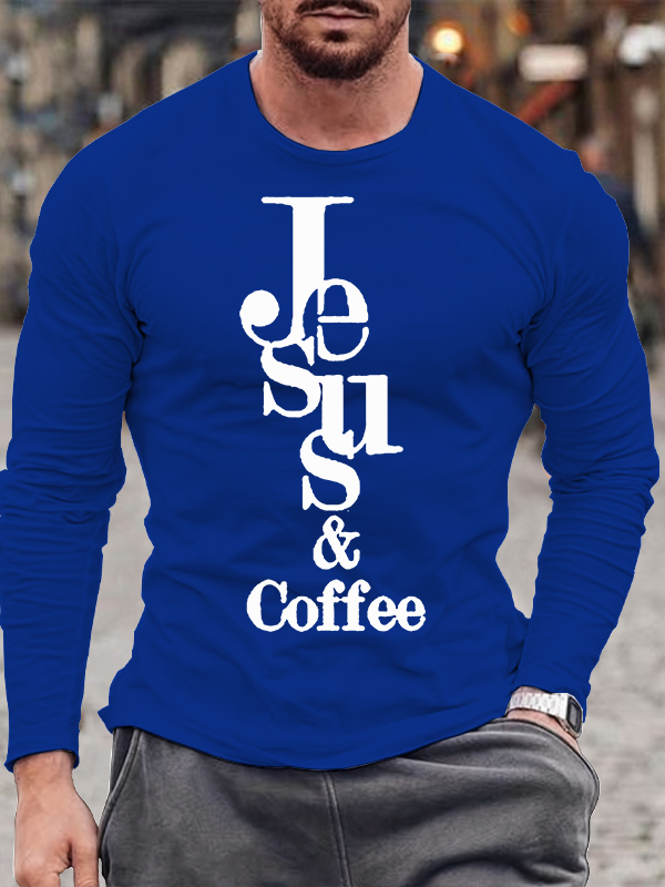 Jesus Cross Print Long Sleeve T-Shirt