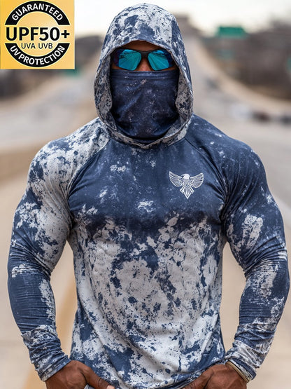 Men's Navy Outdoor Sun Protection Breathable Hooded Long-Sleeved Sunscreen Shirt
