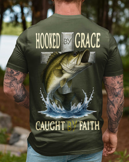 Hooked By Grace Caught By Faith All Over Print T-Shirt