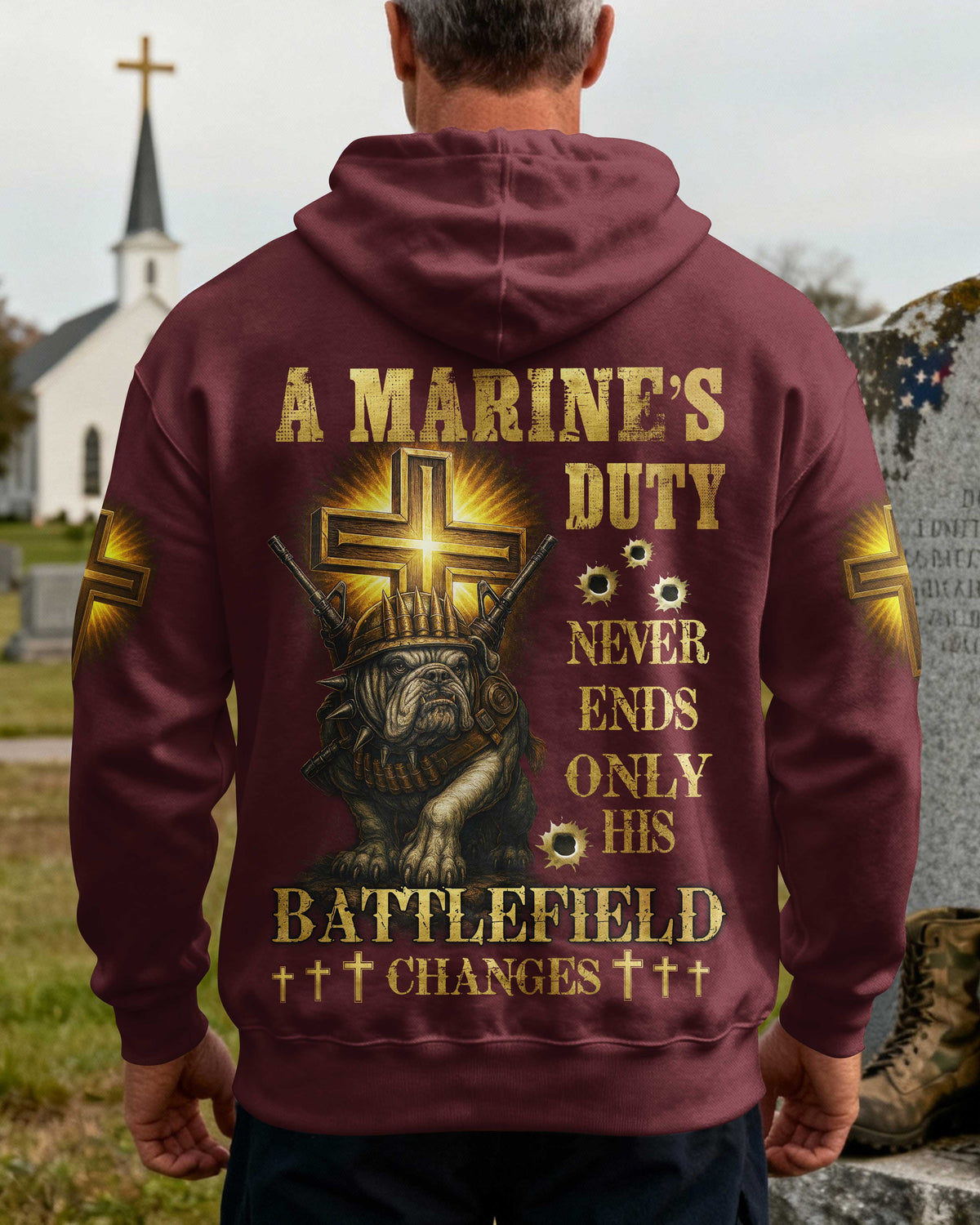 A Marine's Duty Never Ends Only His Battlefield Changes Zip Hoodie