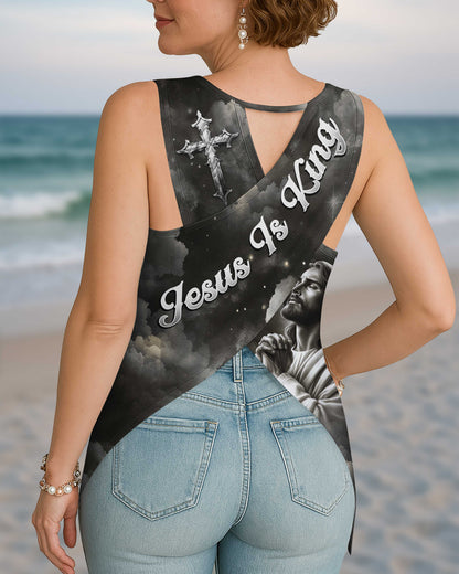 Faith Moves Mountains All Over Print Cut Out Wrap Back Tank Top