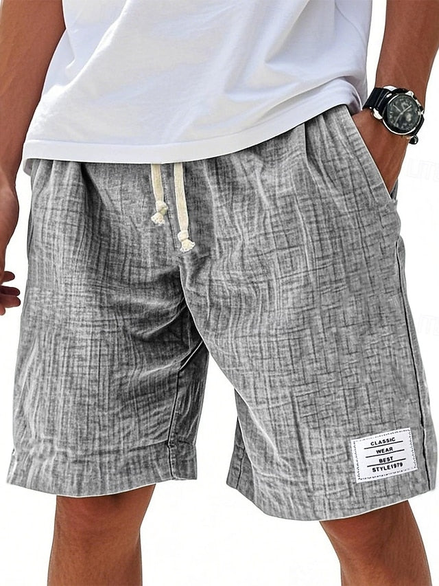 Men’s Casual Cotton Linen Shorts – Lightweight Drawstring Summer Shorts