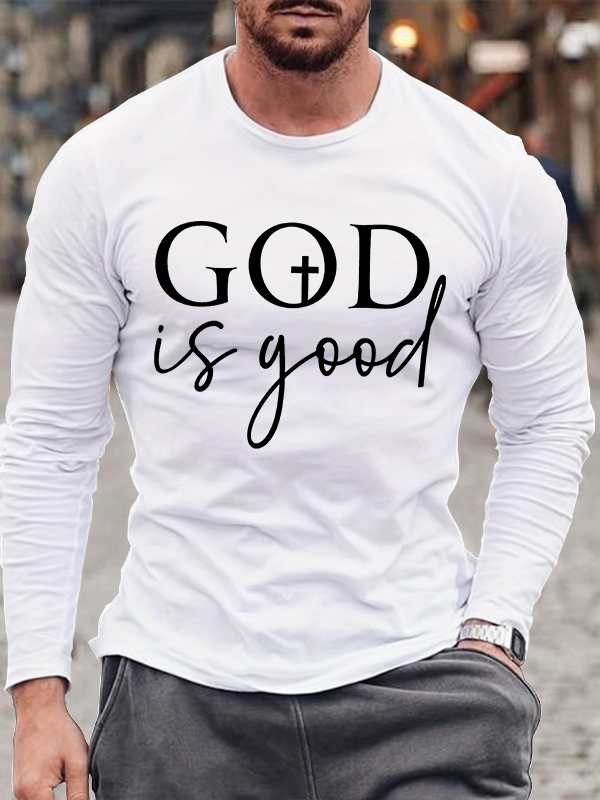 God Is Good Christian Cotton Long Sleeve T-Shirt