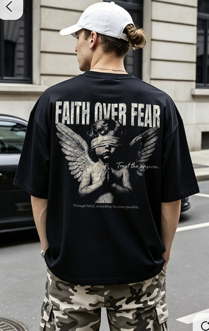 Faith Over Fear Trust The Unseen. Through Belief, Everything Becomes Possible Printed Men's T-shirt