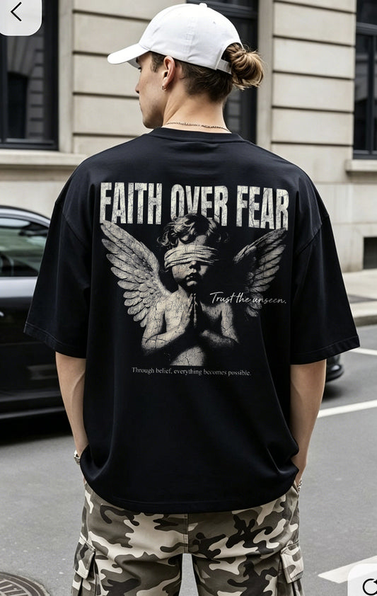 Faith Over Fear Trust The Unseen. Through Belief, Everything Becomes Possible Printed Men's T-shirt