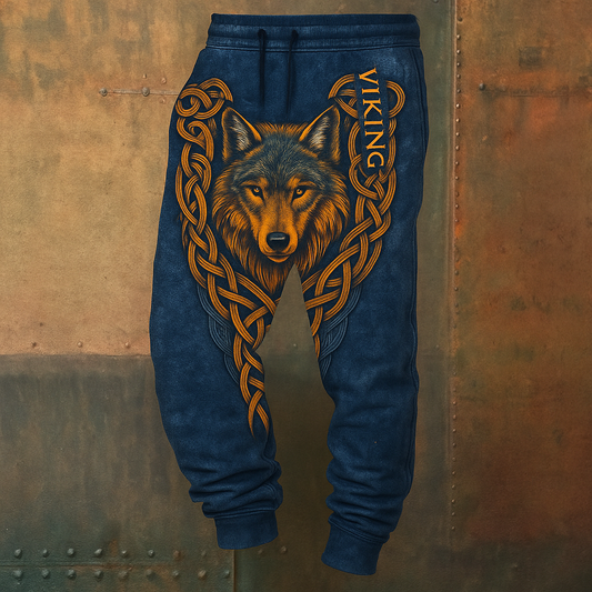Viking Unisex Runes Wolf Graphics Jogging Pants
