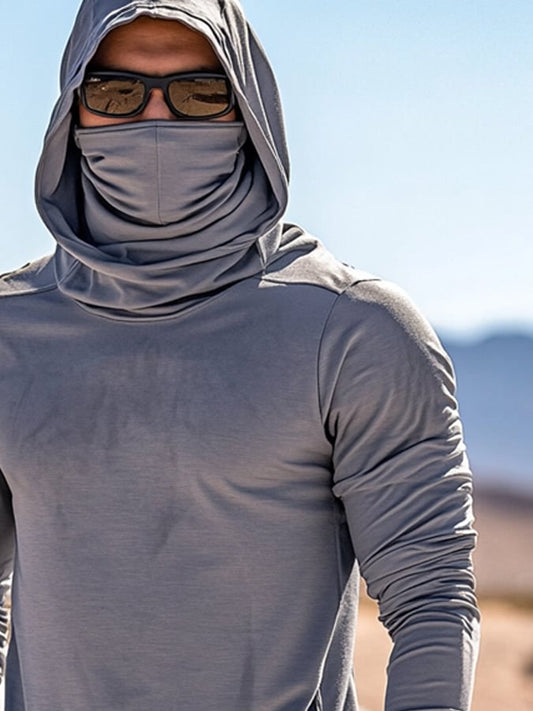 Men's Outdoor Sun Protection Breathable Cool Hooded Sun Protection Long Sleeve Top