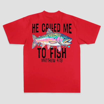 He Called Me To Fish Matthew 4:19 Printed Men's T-shirt