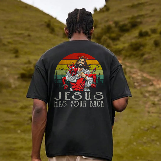 Jesus Has Your Back Printed Men's T-shirt