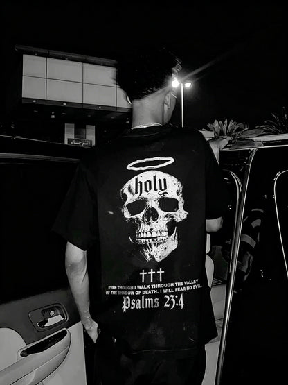 Holy Even Though I Walk Through The Valley Of The Shadow Of Death, I Will Fear No Evil. Psalms 23:4 Printed Men's T-shirt