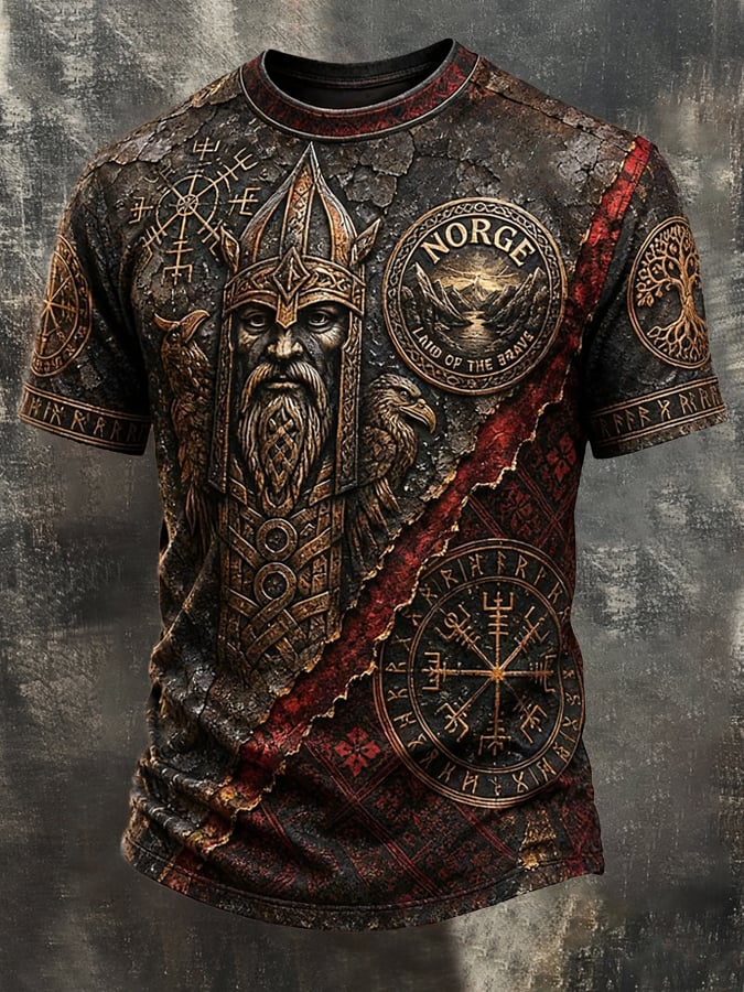 Men's Vintage Viking-Print T-Shirt